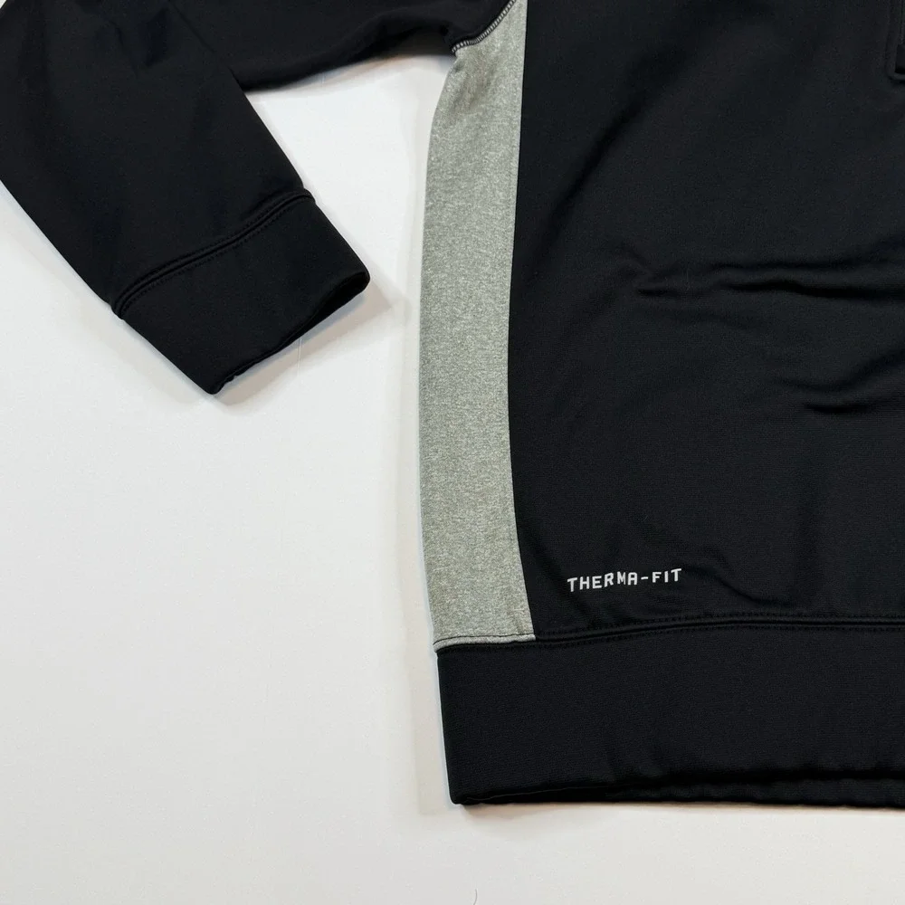 Nike Therma-Fit Core Fleece 1/4 Zip Pullover Black Gray Mens Large 455966-010